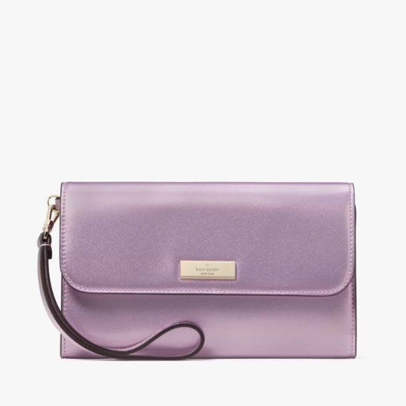 Kate Spade Kenzie Boxed Med Flap Wristlet Pink/Purple Clutch NWT - Picture 1 of 14